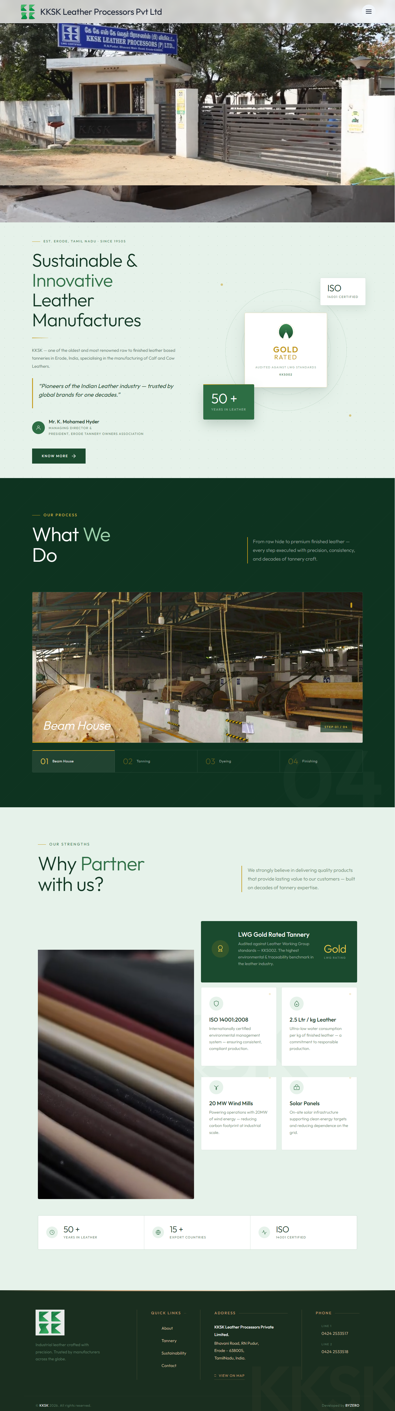 KKSK Leather Processors website hero